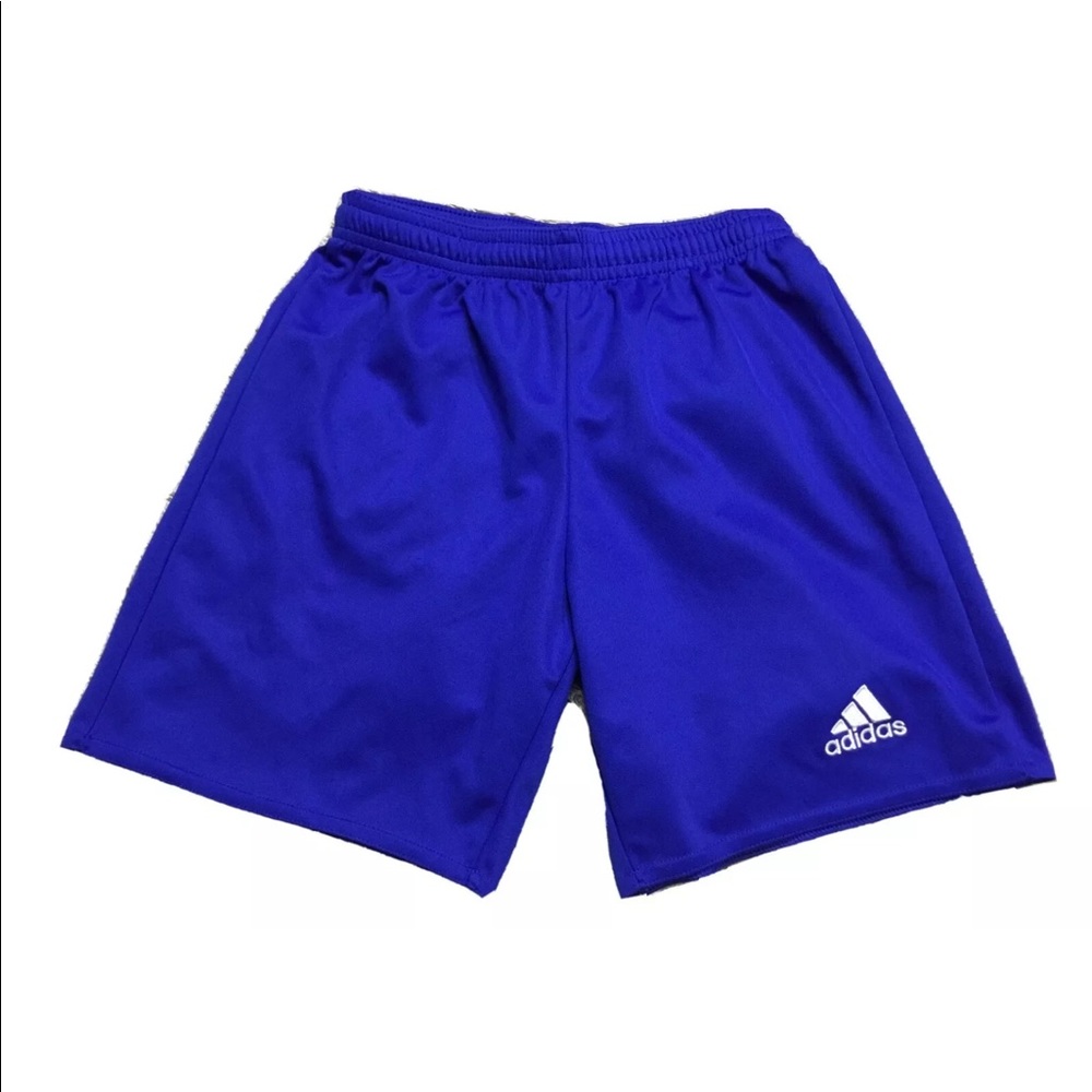 ADIDAS Girls size S SMALL BLUE WHITE 3 STRIPE SHORTS EUC